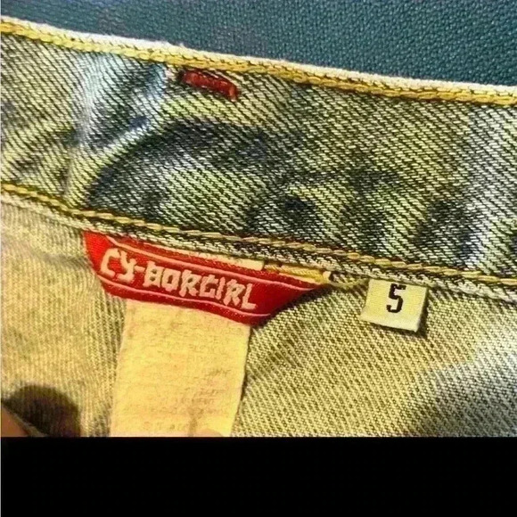 CY•BORG Cy-Borgirl Jeans size 5 y2k Blue 90's Cyborg skater flare - Picture 3 of 5